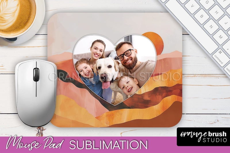 Photo Mouse Pad Sublimation, Boho Mouse Pad Picture Frame Sublimation OrangeBrushStudio 