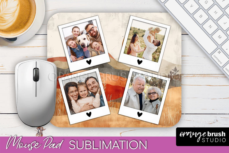 Photo Mouse Pad Sublimation, Boho Mouse Pad Picture Frame Sublimation OrangeBrushStudio 