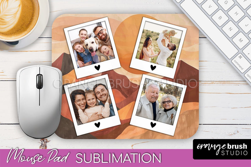 Photo Mouse Pad Sublimation, Boho Mouse Pad Picture Frame Sublimation OrangeBrushStudio 