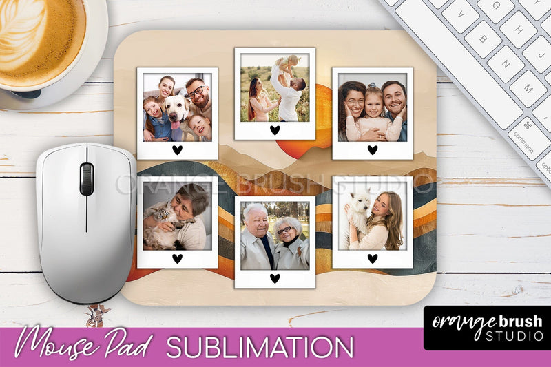 Photo Mouse Pad Sublimation, Boho Mouse Pad Picture Frame Sublimation OrangeBrushStudio 
