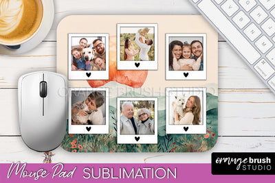 Photo Mouse Pad Sublimation, Boho Mouse Pad Picture Frame Sublimation OrangeBrushStudio 
