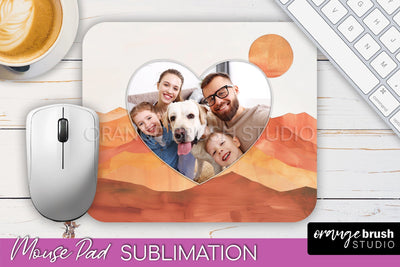 Photo Mouse Pad Sublimation, Boho Mouse Pad Picture Frame Sublimation OrangeBrushStudio 