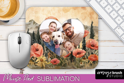 Photo Mouse Pad Sublimation, Boho Mouse Pad Picture Frame Sublimation OrangeBrushStudio 
