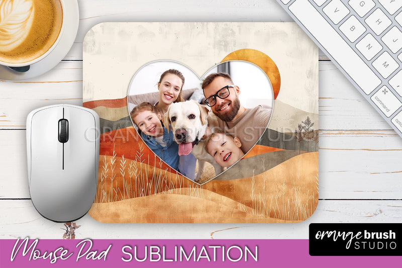 Photo Mouse Pad Sublimation, Boho Mouse Pad Picture Frame Sublimation OrangeBrushStudio 