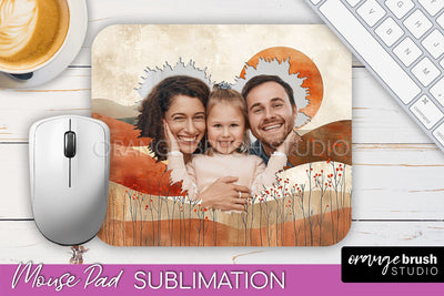 Photo Mouse Pad Sublimation, Boho Mouse Pad Picture Frame Sublimation OrangeBrushStudio 
