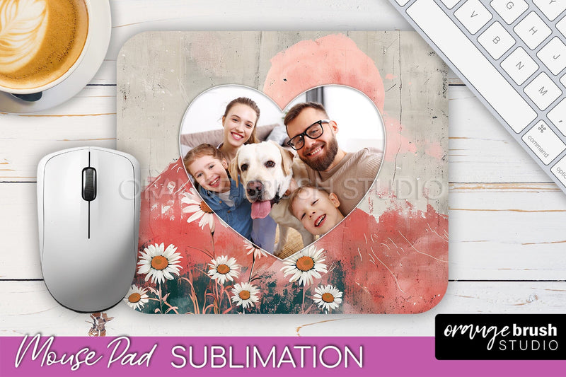 Photo Mouse Pad Sublimation, Boho Mouse Pad Picture Frame Sublimation OrangeBrushStudio 
