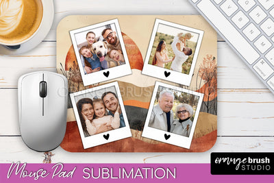 Photo Mouse Pad Sublimation, Boho Mouse Pad Picture Frame Sublimation OrangeBrushStudio 