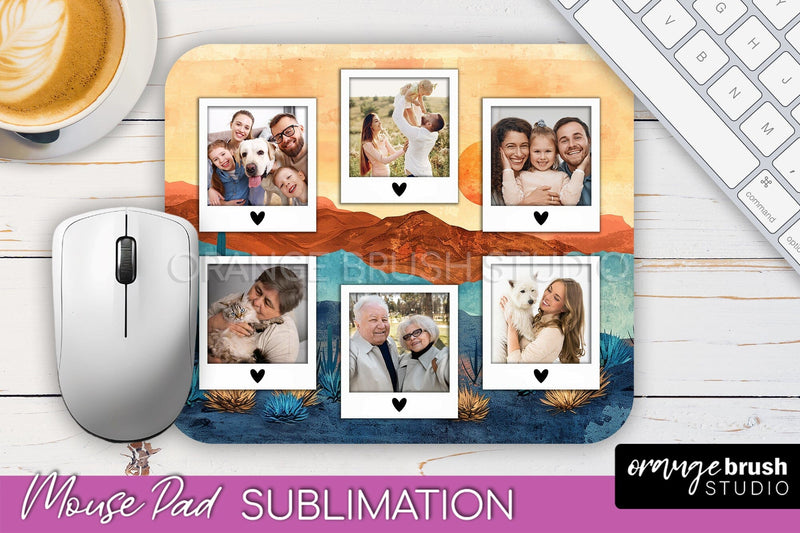 Photo Mouse Pad Sublimation, Boho Mouse Pad Picture Frame Sublimation OrangeBrushStudio 