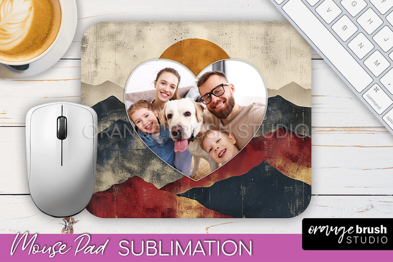 Photo Mouse Pad Sublimation, Boho Mouse Pad Picture Frame Sublimation OrangeBrushStudio 