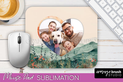 Photo Mouse Pad Sublimation, Boho Mouse Pad Picture Frame Sublimation OrangeBrushStudio 