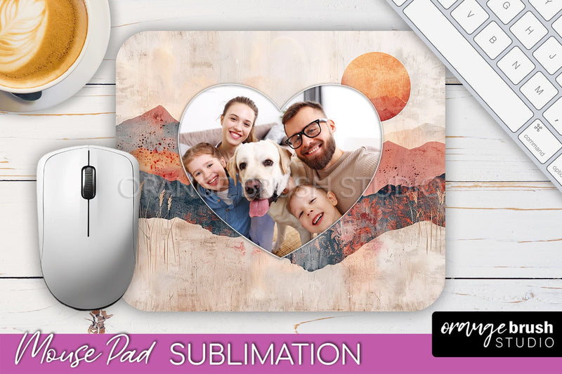 Photo Mouse Pad Sublimation, Boho Mouse Pad Picture Frame Sublimation OrangeBrushStudio 