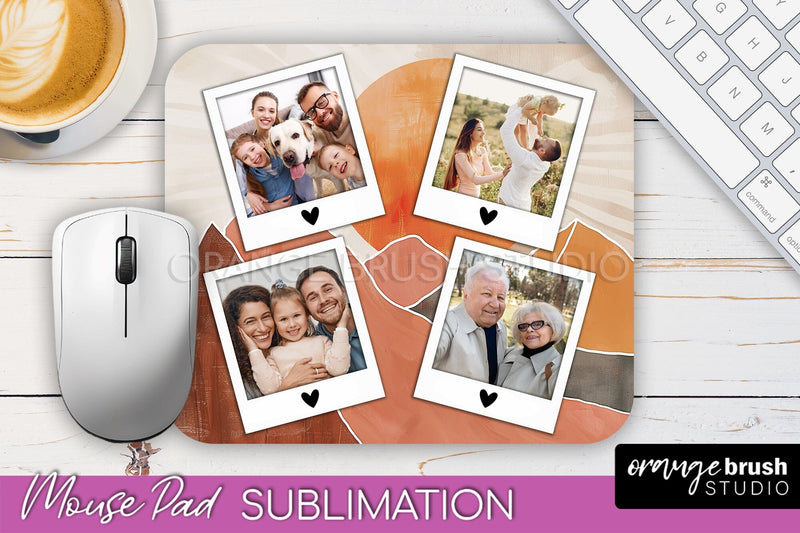 Photo Mouse Pad Sublimation, Boho Mouse Pad Picture Frame Sublimation OrangeBrushStudio 