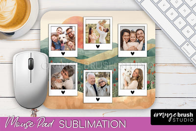 Photo Mouse Pad Sublimation, Boho Mouse Pad Picture Frame Sublimation OrangeBrushStudio 