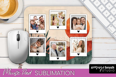 Photo Mouse Pad Sublimation, Boho Mouse Pad Picture Frame Sublimation OrangeBrushStudio 