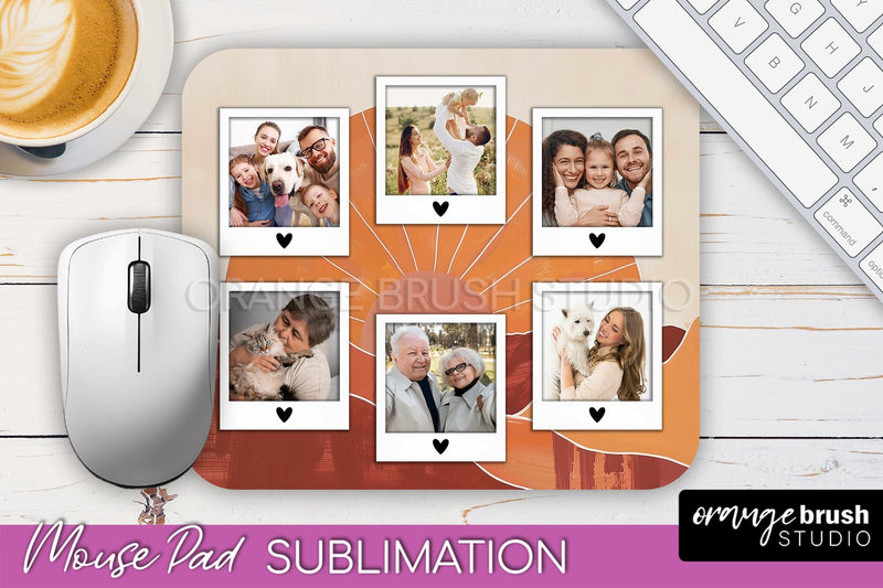 Photo Mouse Pad Sublimation, Boho Mouse Pad Picture Frame Sublimation OrangeBrushStudio 