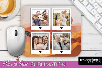 Photo Mouse Pad Sublimation, Boho Mouse Pad Picture Frame Sublimation OrangeBrushStudio 
