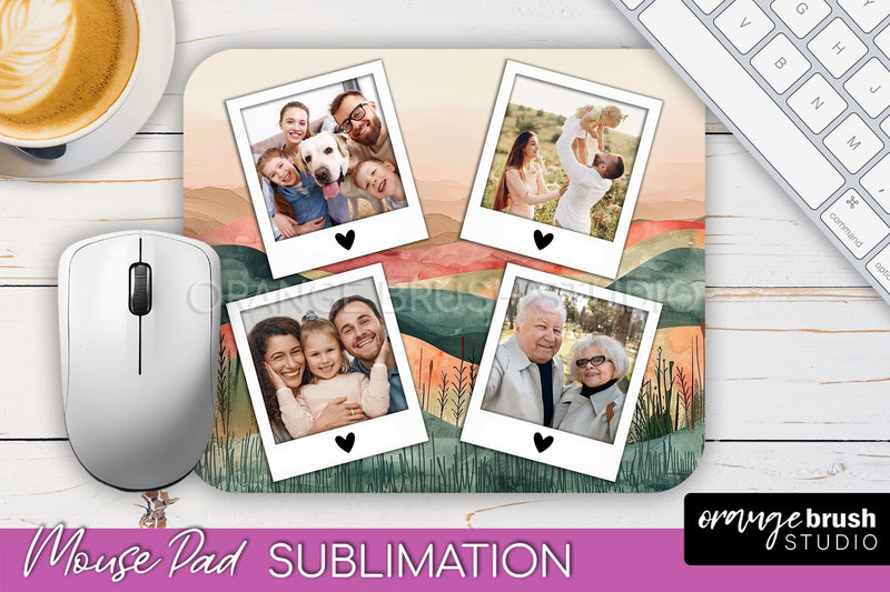 Photo Mouse Pad Sublimation, Boho Mouse Pad Picture Frame Sublimation OrangeBrushStudio 