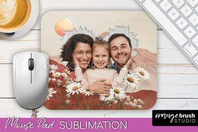 Photo Mouse Pad Sublimation, Boho Mouse Pad Picture Frame Sublimation OrangeBrushStudio 