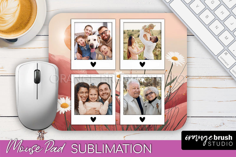 Photo Mouse Pad Sublimation, Boho Mouse Pad Picture Frame Sublimation OrangeBrushStudio 