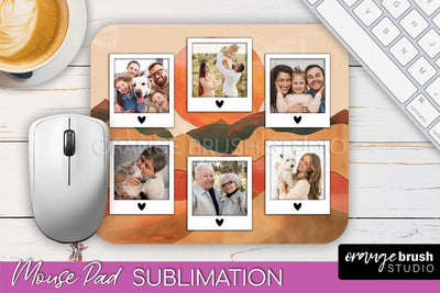 Photo Mouse Pad Sublimation, Boho Mouse Pad Picture Frame Sublimation OrangeBrushStudio 