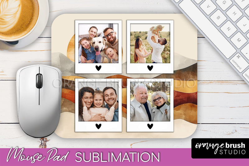 Photo Mouse Pad Sublimation, Boho Mouse Pad Picture Frame Sublimation OrangeBrushStudio 