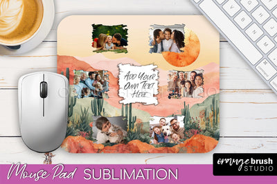 Photo Mouse Pad Sublimation, Boho Mouse Pad Picture Frame Sublimation OrangeBrushStudio 