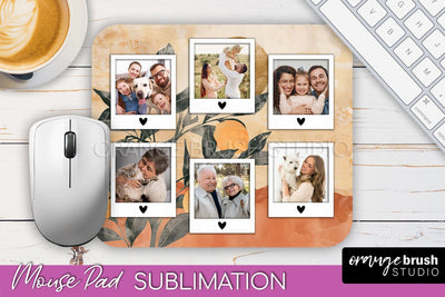 Photo Mouse Pad Sublimation, Boho Mouse Pad Picture Frame Sublimation OrangeBrushStudio 