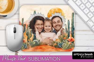 Photo Mouse Pad Sublimation, Boho Mouse Pad Picture Frame Sublimation OrangeBrushStudio 