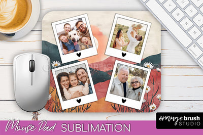 Photo Mouse Pad Sublimation, Boho Mouse Pad Picture Frame Sublimation OrangeBrushStudio 