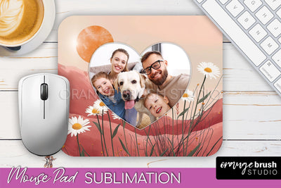 Photo Mouse Pad Sublimation, Boho Mouse Pad Picture Frame Sublimation OrangeBrushStudio 