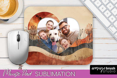 Photo Mouse Pad Sublimation, Boho Mouse Pad Picture Frame Sublimation OrangeBrushStudio 