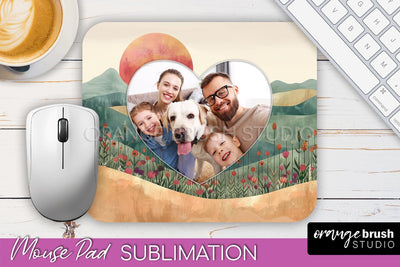 Photo Mouse Pad Sublimation, Boho Mouse Pad Picture Frame Sublimation OrangeBrushStudio 