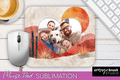 Photo Mouse Pad Sublimation, Boho Mouse Pad Picture Frame Sublimation OrangeBrushStudio 