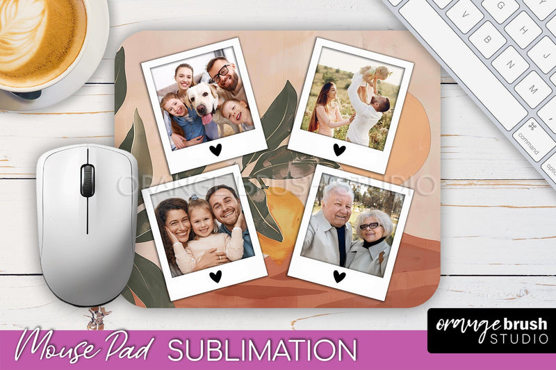 Photo Mouse Pad Sublimation, Boho Mouse Pad Picture Frame Sublimation OrangeBrushStudio 