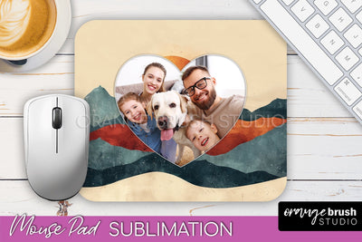 Photo Mouse Pad Sublimation, Boho Mouse Pad Picture Frame Sublimation OrangeBrushStudio 