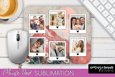 Photo Mouse Pad Sublimation, Boho Mouse Pad Picture Frame Sublimation OrangeBrushStudio 