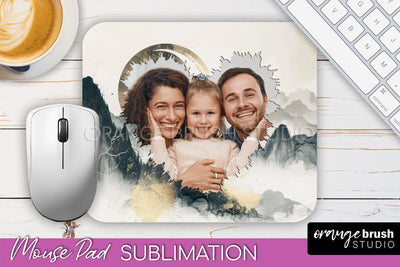 Photo Mouse Pad Sublimation, Boho Mouse Pad Picture Frame Sublimation OrangeBrushStudio 