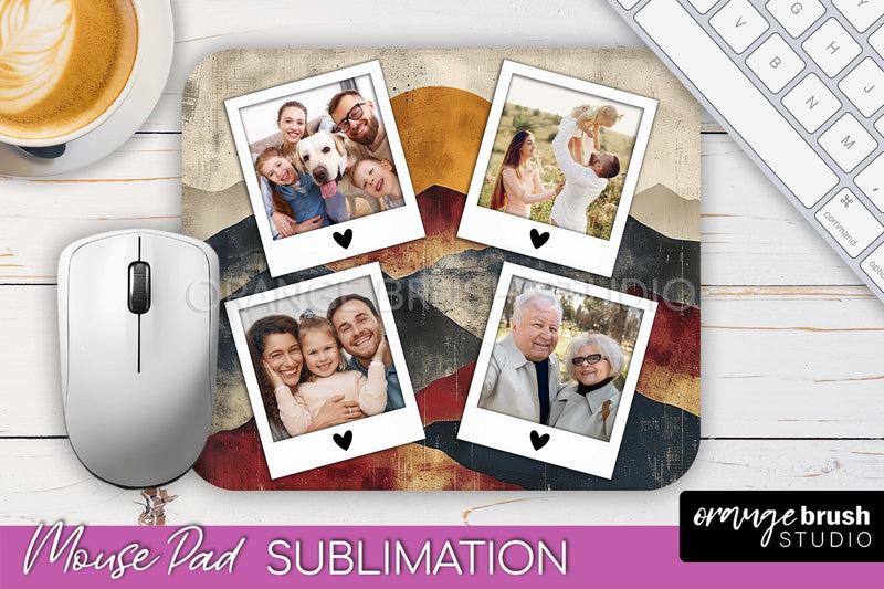 Photo Mouse Pad Sublimation, Boho Mouse Pad Picture Frame Sublimation OrangeBrushStudio 