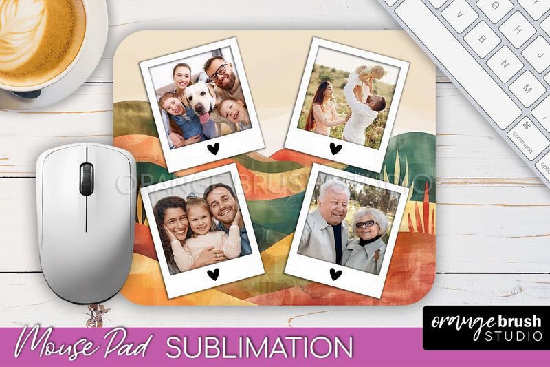 Photo Mouse Pad Sublimation, Boho Mouse Pad Picture Frame Sublimation OrangeBrushStudio 