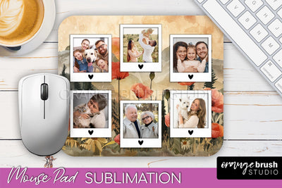 Photo Mouse Pad Sublimation, Boho Mouse Pad Picture Frame Sublimation OrangeBrushStudio 