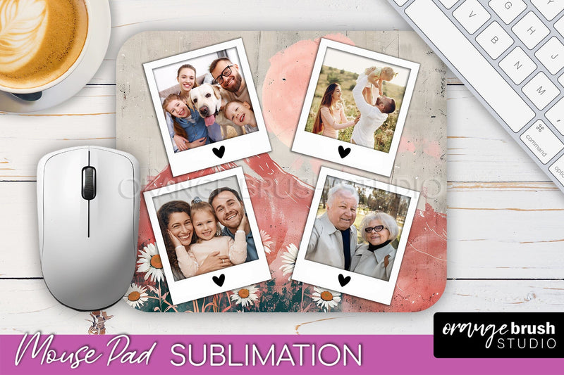 Photo Mouse Pad Sublimation, Boho Mouse Pad Picture Frame Sublimation OrangeBrushStudio 