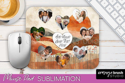 Photo Mouse Pad Sublimation, Boho Mouse Pad Picture Frame Sublimation OrangeBrushStudio 