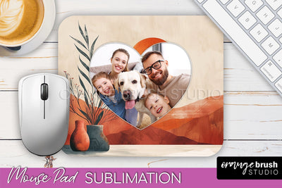 Photo Mouse Pad Sublimation, Boho Mouse Pad Picture Frame Sublimation OrangeBrushStudio 