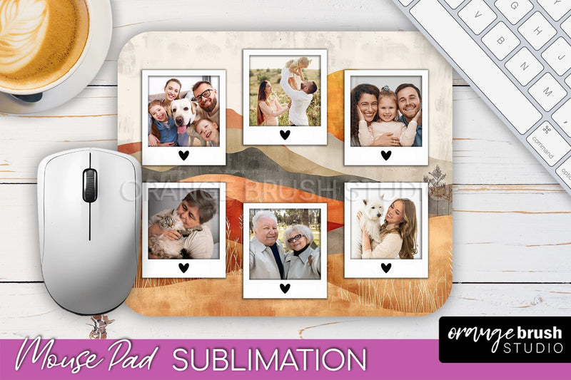 Photo Mouse Pad Sublimation, Boho Mouse Pad Picture Frame Sublimation OrangeBrushStudio 