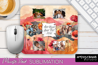 Photo Mouse Pad Sublimation, Boho Mouse Pad Picture Frame Sublimation OrangeBrushStudio 