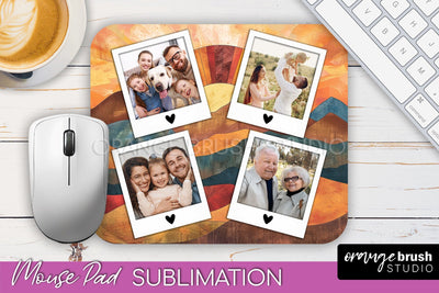 Photo Mouse Pad Sublimation, Boho Mouse Pad Picture Frame Sublimation OrangeBrushStudio 