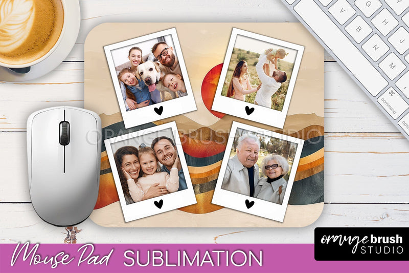 Photo Mouse Pad Sublimation, Boho Mouse Pad Picture Frame Sublimation OrangeBrushStudio 