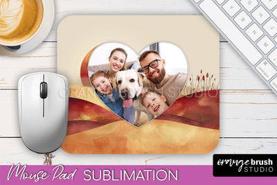 Photo Mouse Pad Sublimation, Boho Mouse Pad Picture Frame Sublimation OrangeBrushStudio 