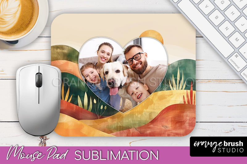 Photo Mouse Pad Sublimation, Boho Mouse Pad Picture Frame Sublimation OrangeBrushStudio 