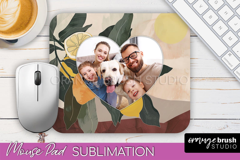 Photo Mouse Pad Sublimation, Boho Mouse Pad Picture Frame Sublimation OrangeBrushStudio 
